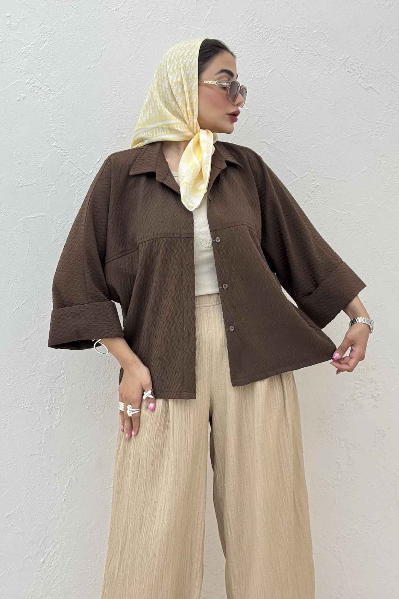 شومیز مانتویی پفکی مچ پهن