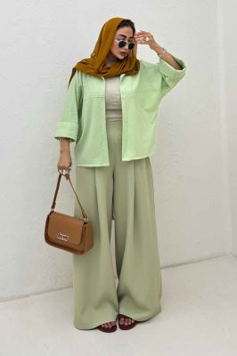 شومیز مانتویی پفکی مچ پهن