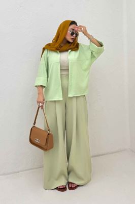 شومیز مانتویی پفکی مچ پهن