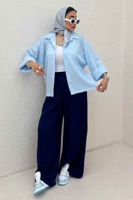 شومیز مانتویی پفکی مچ پهن