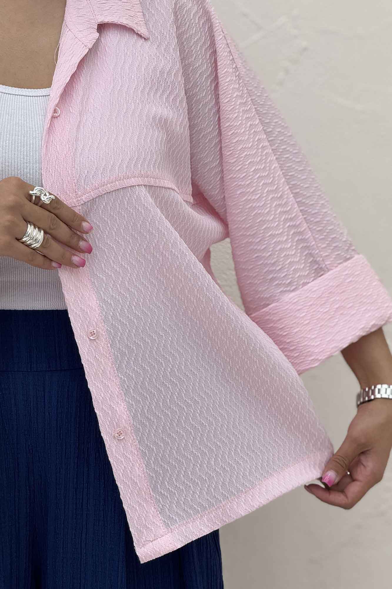 شومیز مانتویی پفکی مچ پهن