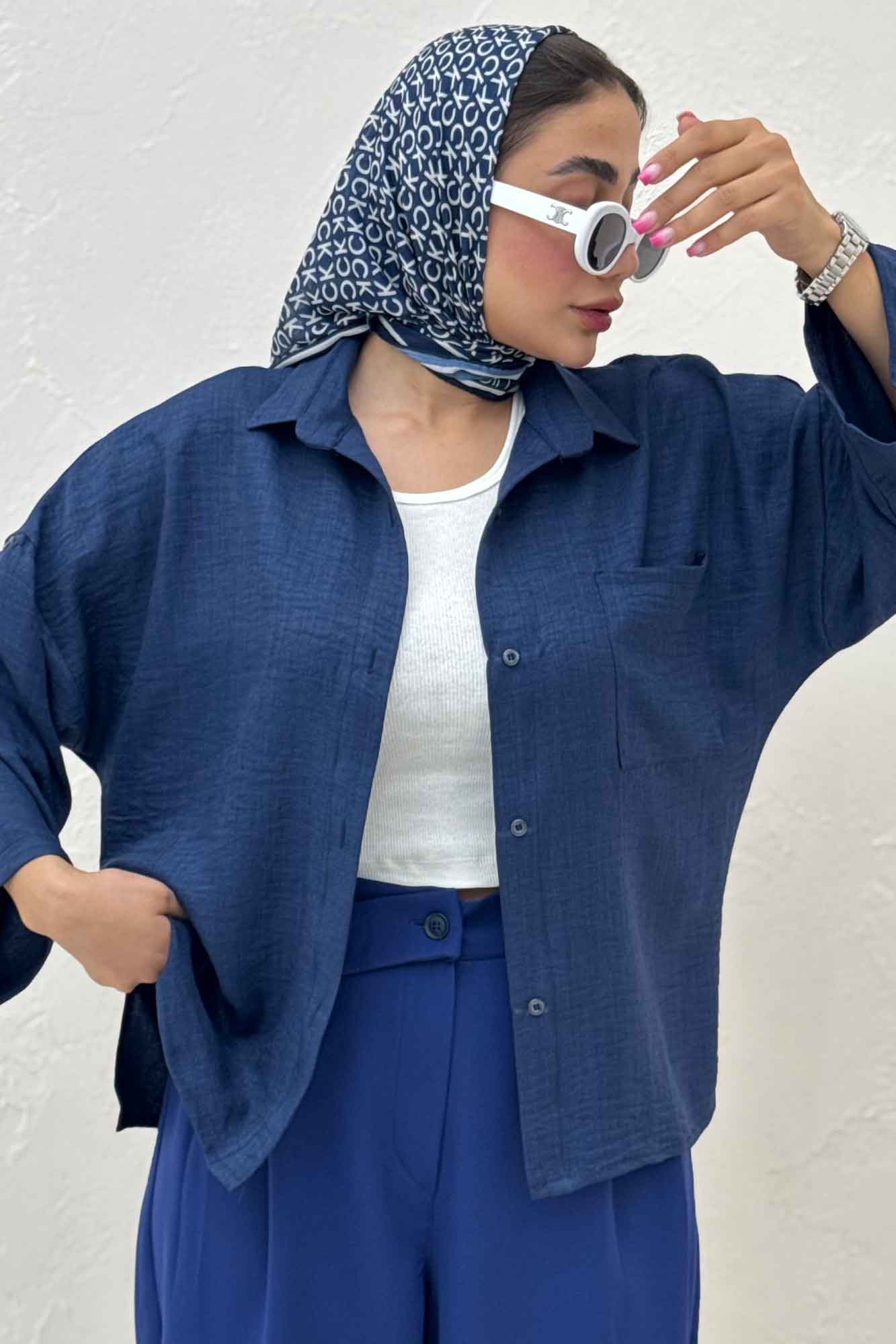 شومیز شانتون بغل چاک آستین پاگن