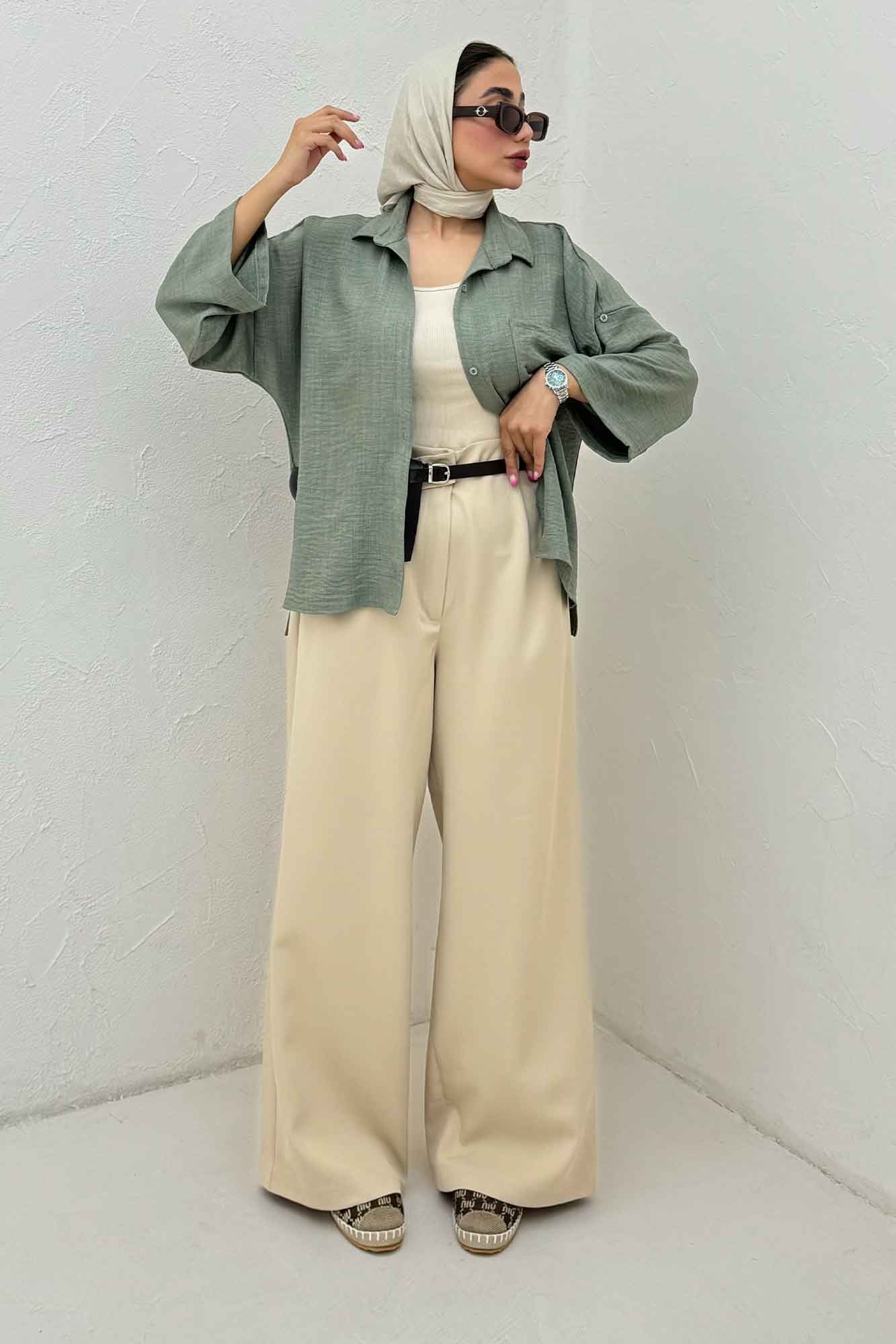 شومیز شانتون بغل چاک آستین پاگن