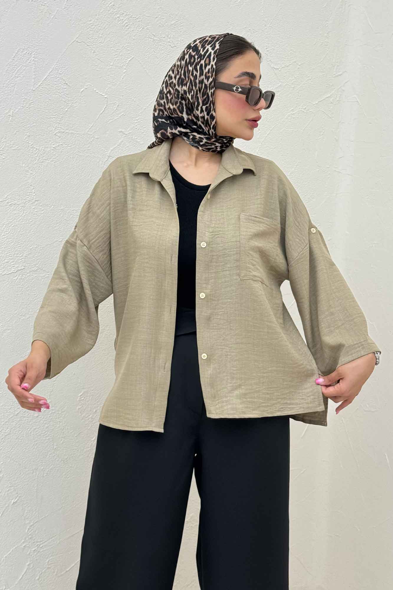 شومیز شانتون بغل چاک آستین پاگن