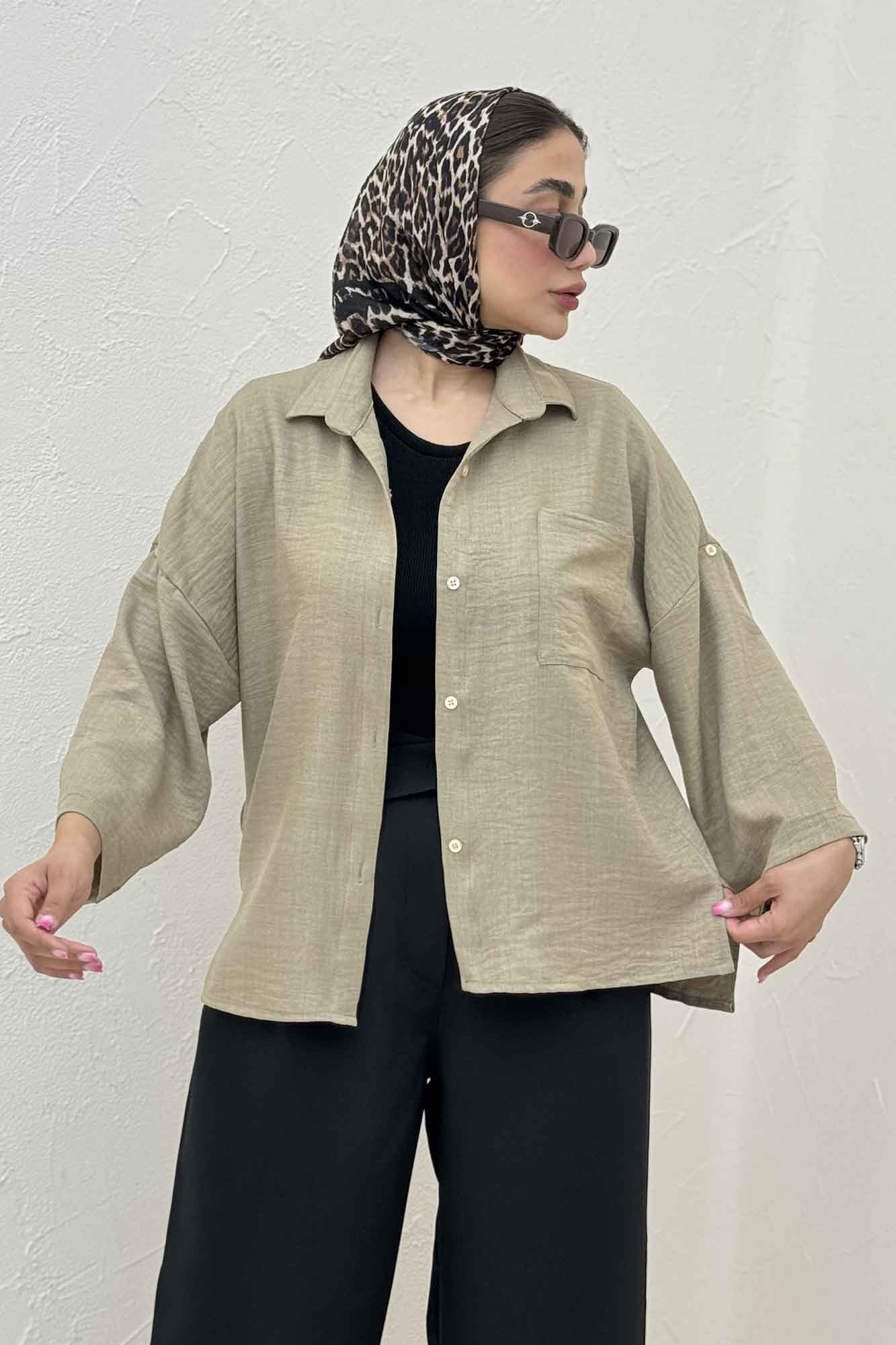 شومیز شانتون بغل چاک آستین پاگن