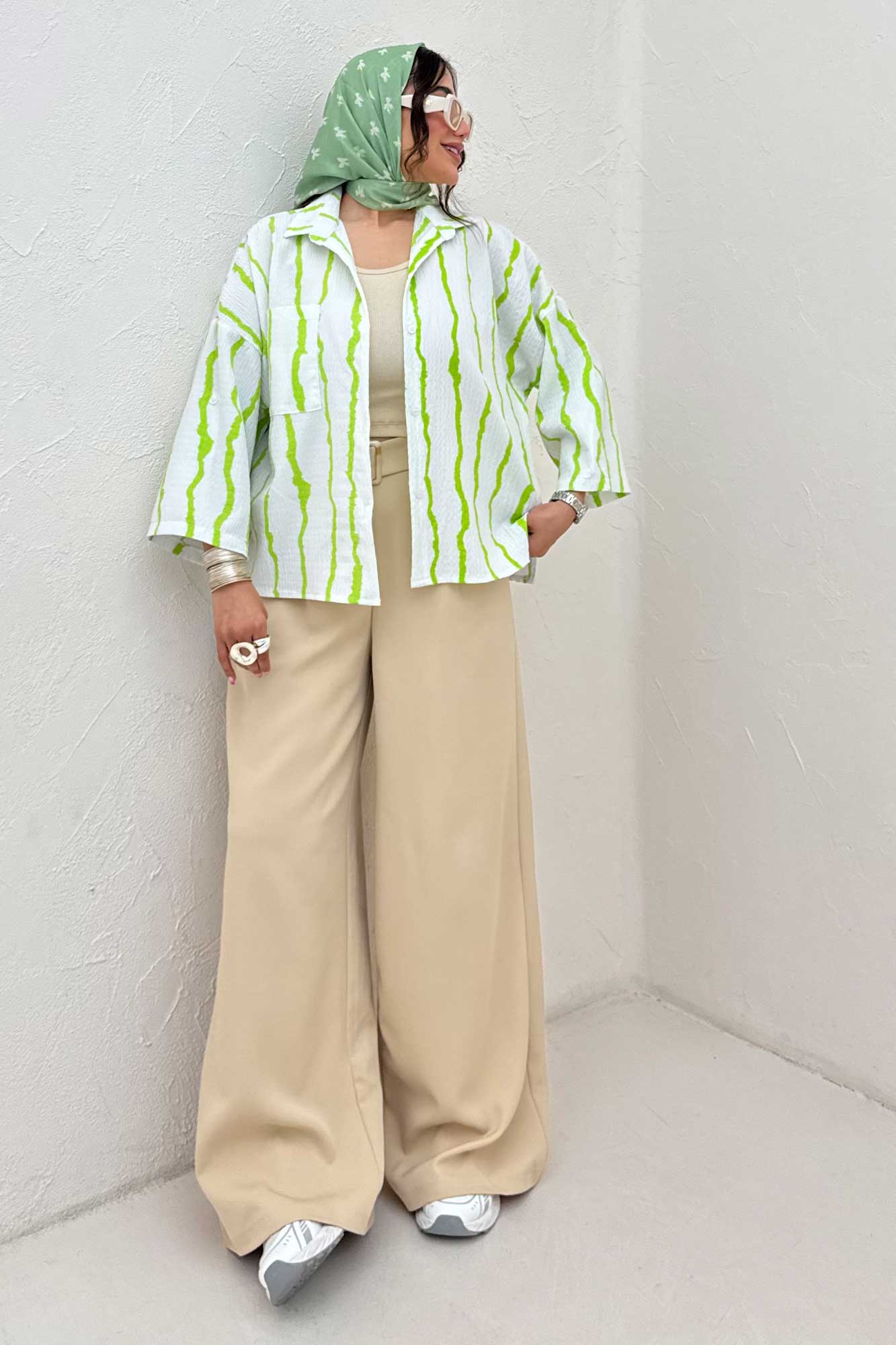 شومیز پفکی راه راه بغل چاک 