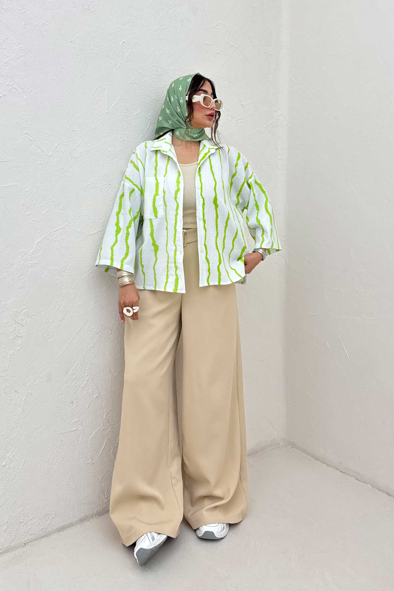 شومیز پفکی راه راه بغل چاک 