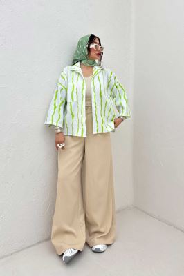 شومیز پفکی راه راه بغل چاک 