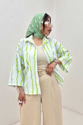 شومیز پفکی راه راه بغل چاک 