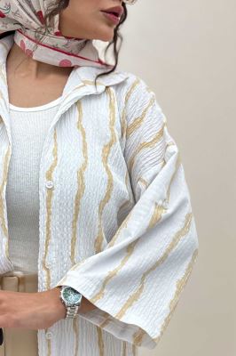 شومیز پفکی راه راه بغل چاک 