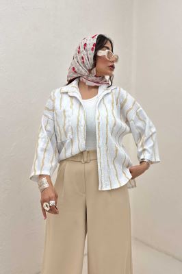 شومیز پفکی راه راه بغل چاک 