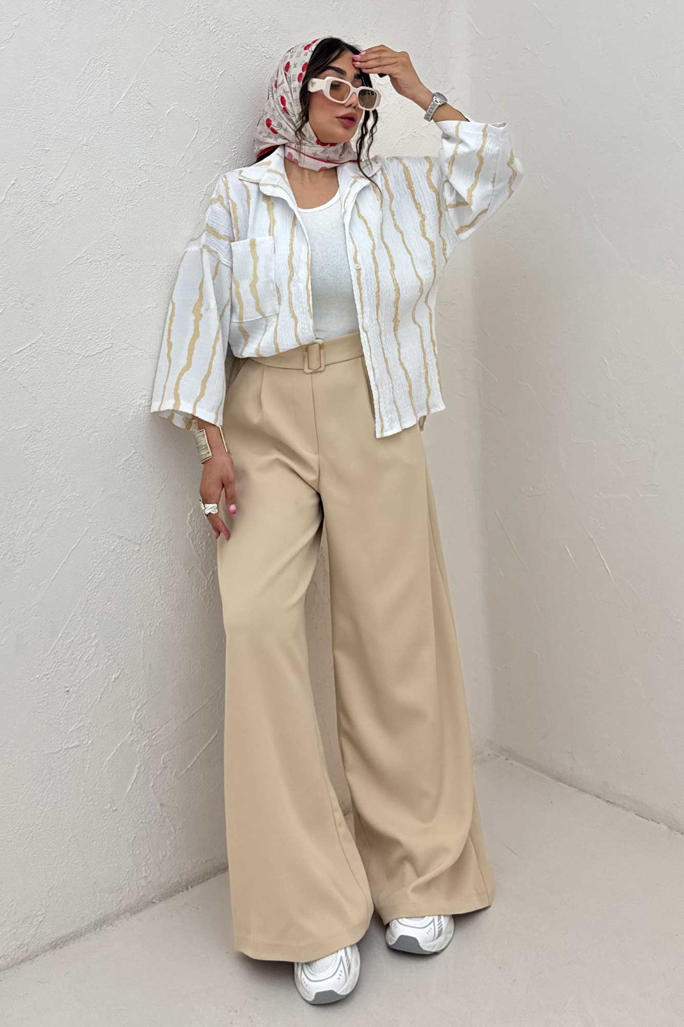 شومیز پفکی راه راه بغل چاک 