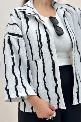 شومیز پفکی راه راه بغل چاک 