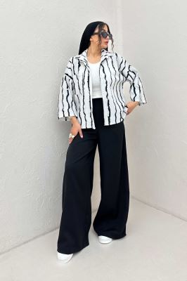 شومیز پفکی راه راه بغل چاک 