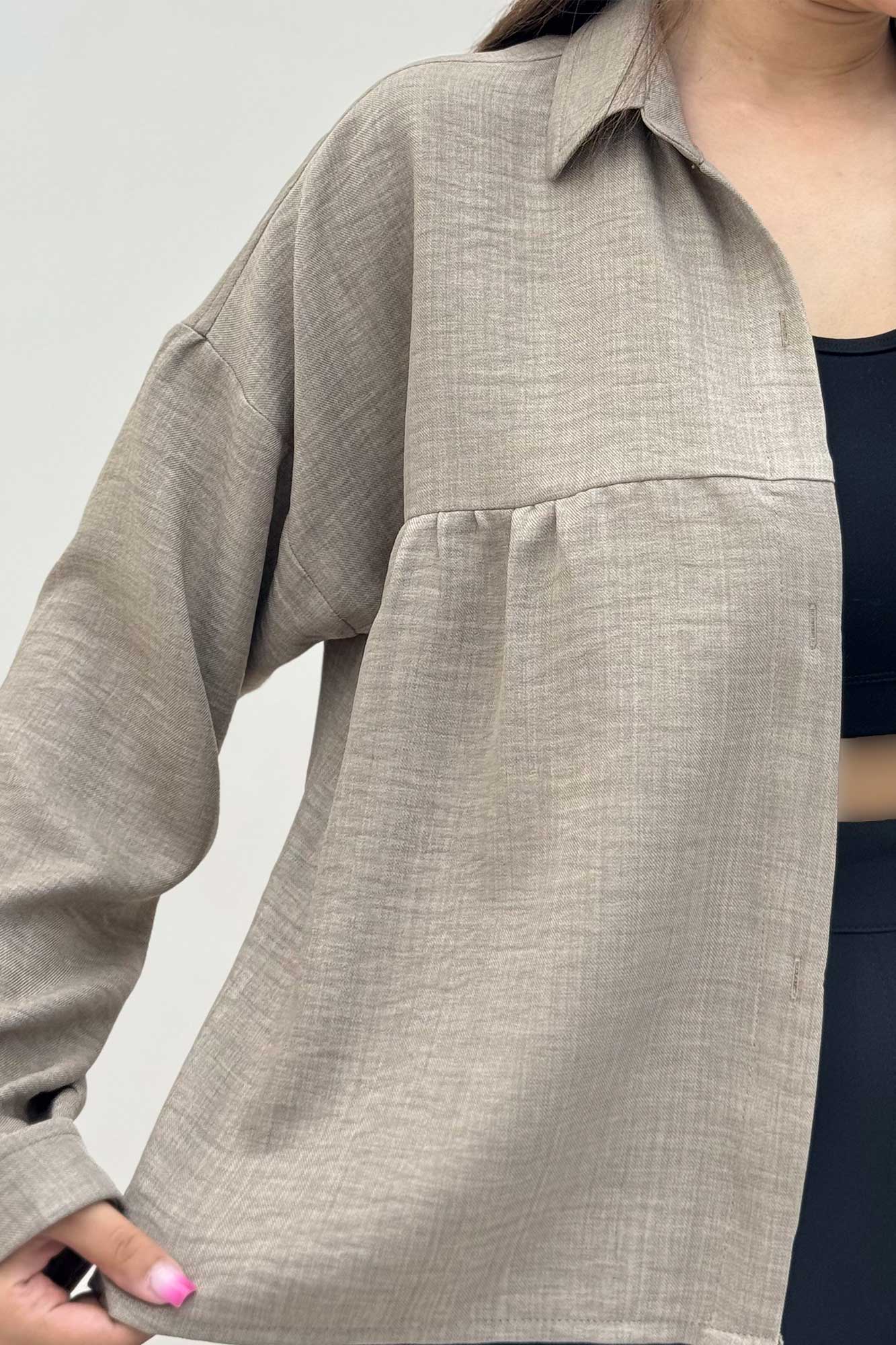 مانتو شانتون پشت بلند بغل دکمه