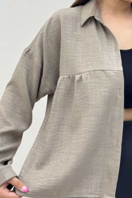 مانتو شانتون پشت بلند بغل دکمه