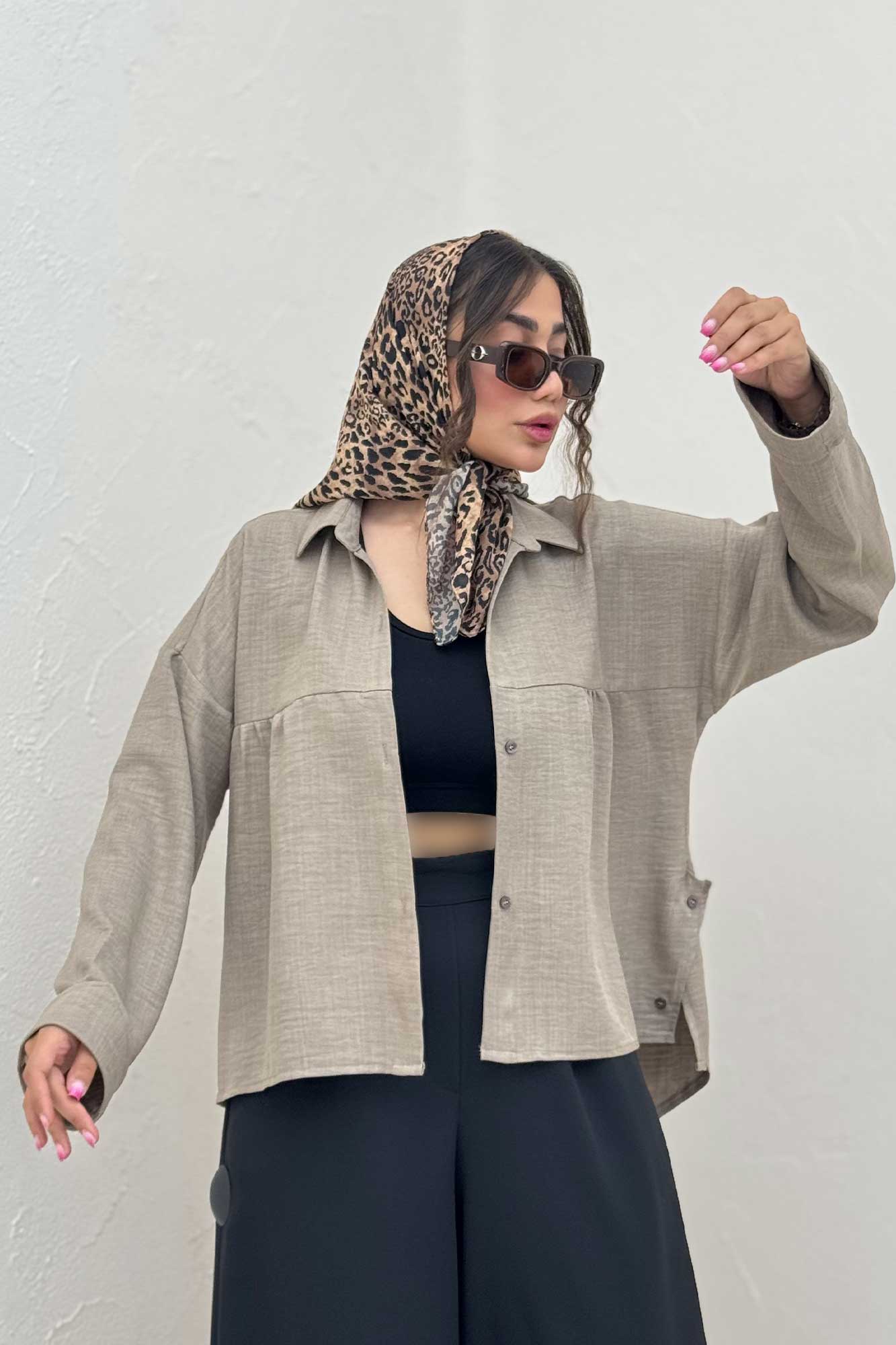 مانتو شانتون پشت بلند بغل دکمه