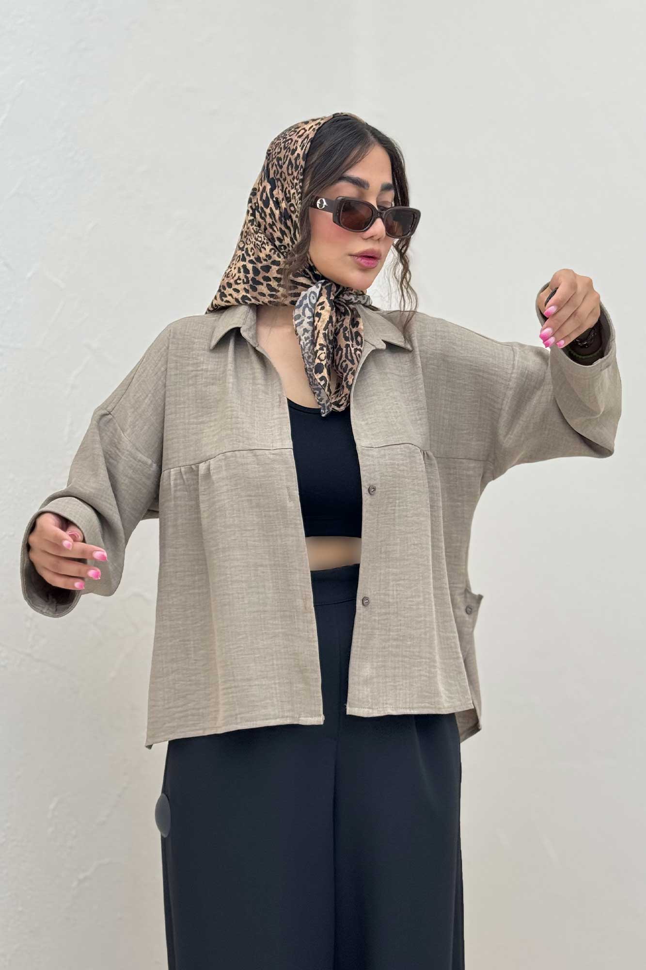 مانتو شانتون پشت بلند بغل دکمه