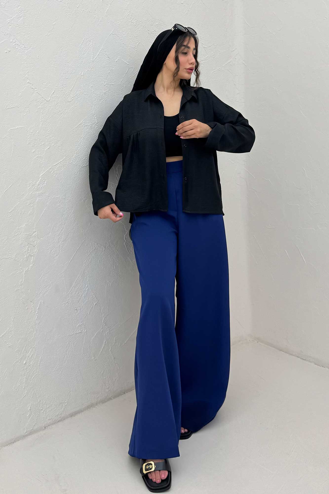 مانتو شانتون پشت بلند بغل دکمه