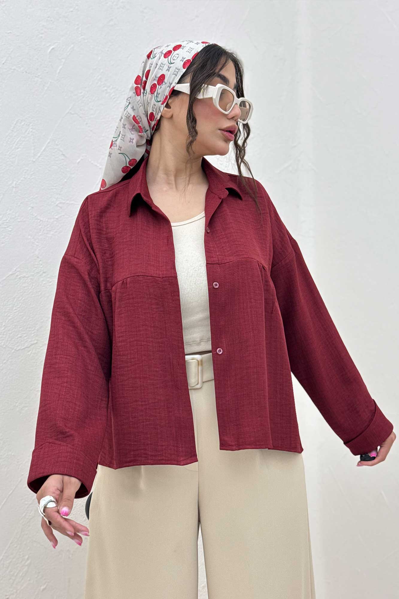 مانتو شانتون پشت بلند بغل دکمه