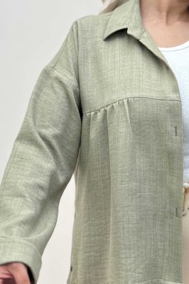 مانتو شانتون پشت بلند بغل دکمه