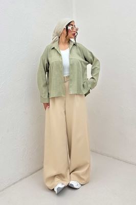 مانتو شانتون پشت بلند بغل دکمه