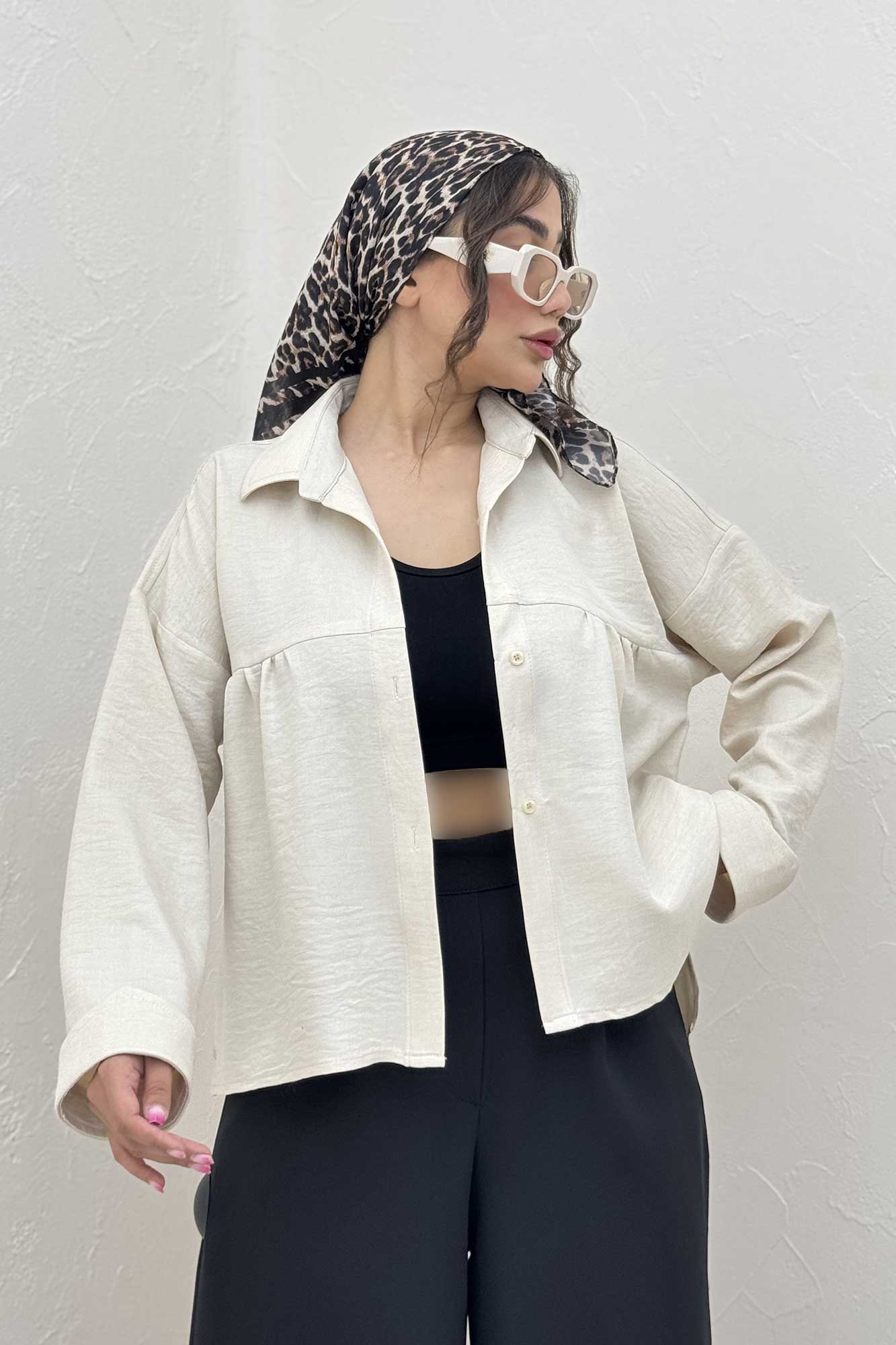 مانتو شانتون پشت بلند بغل دکمه