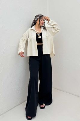 مانتو شانتون پشت بلند بغل دکمه