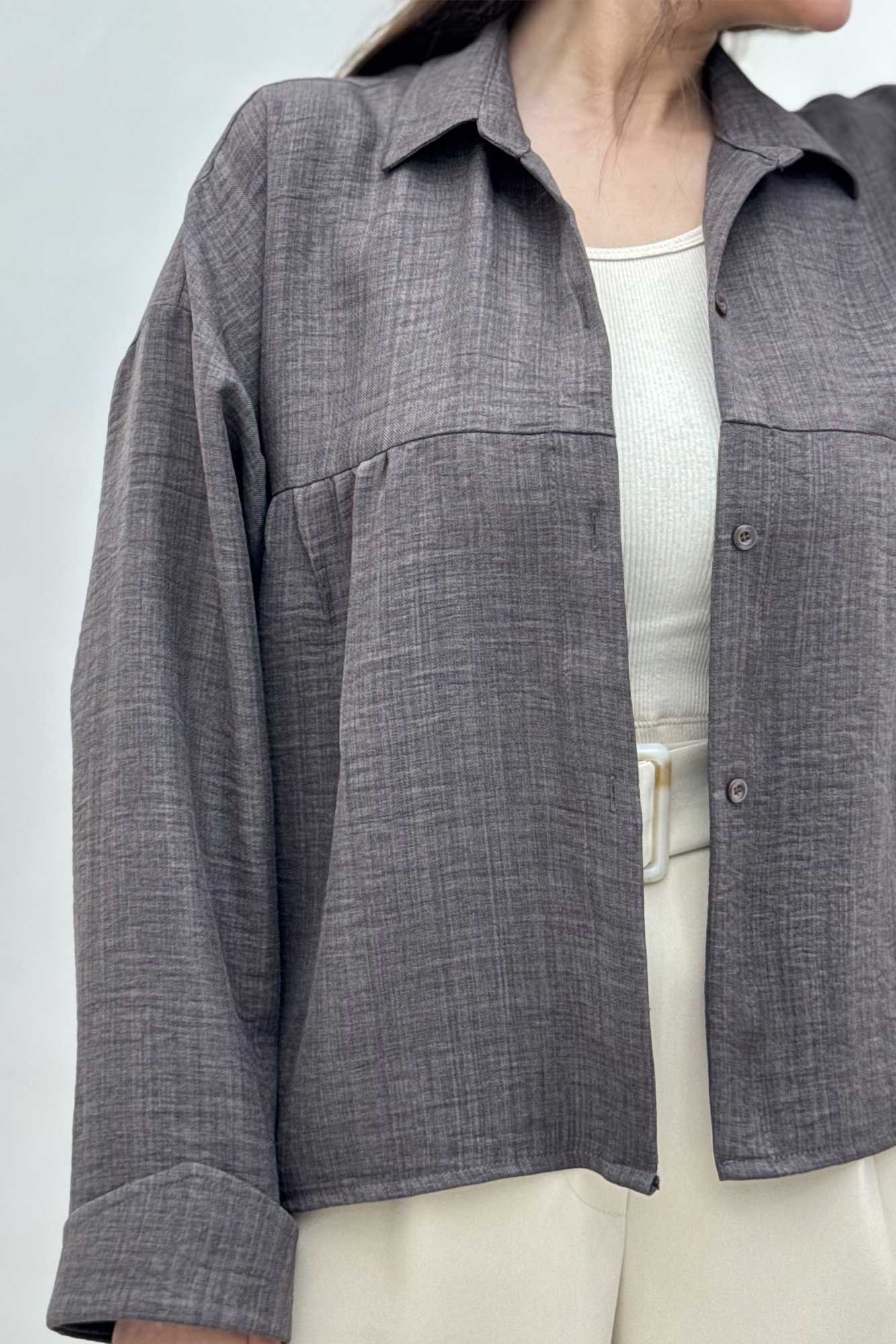 مانتو شانتون پشت بلند بغل دکمه