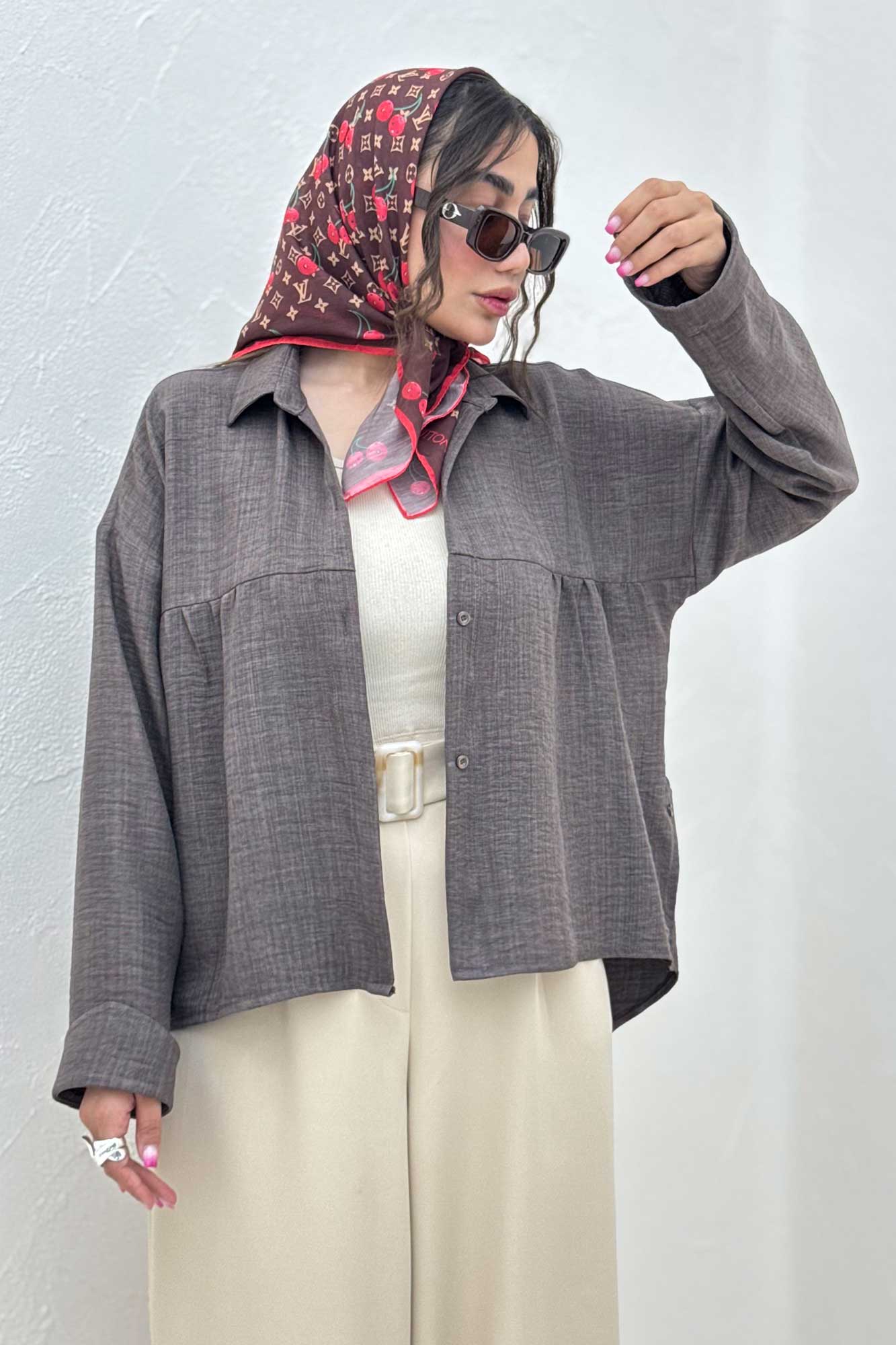 مانتو شانتون پشت بلند بغل دکمه