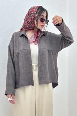 مانتو شانتون پشت بلند بغل دکمه