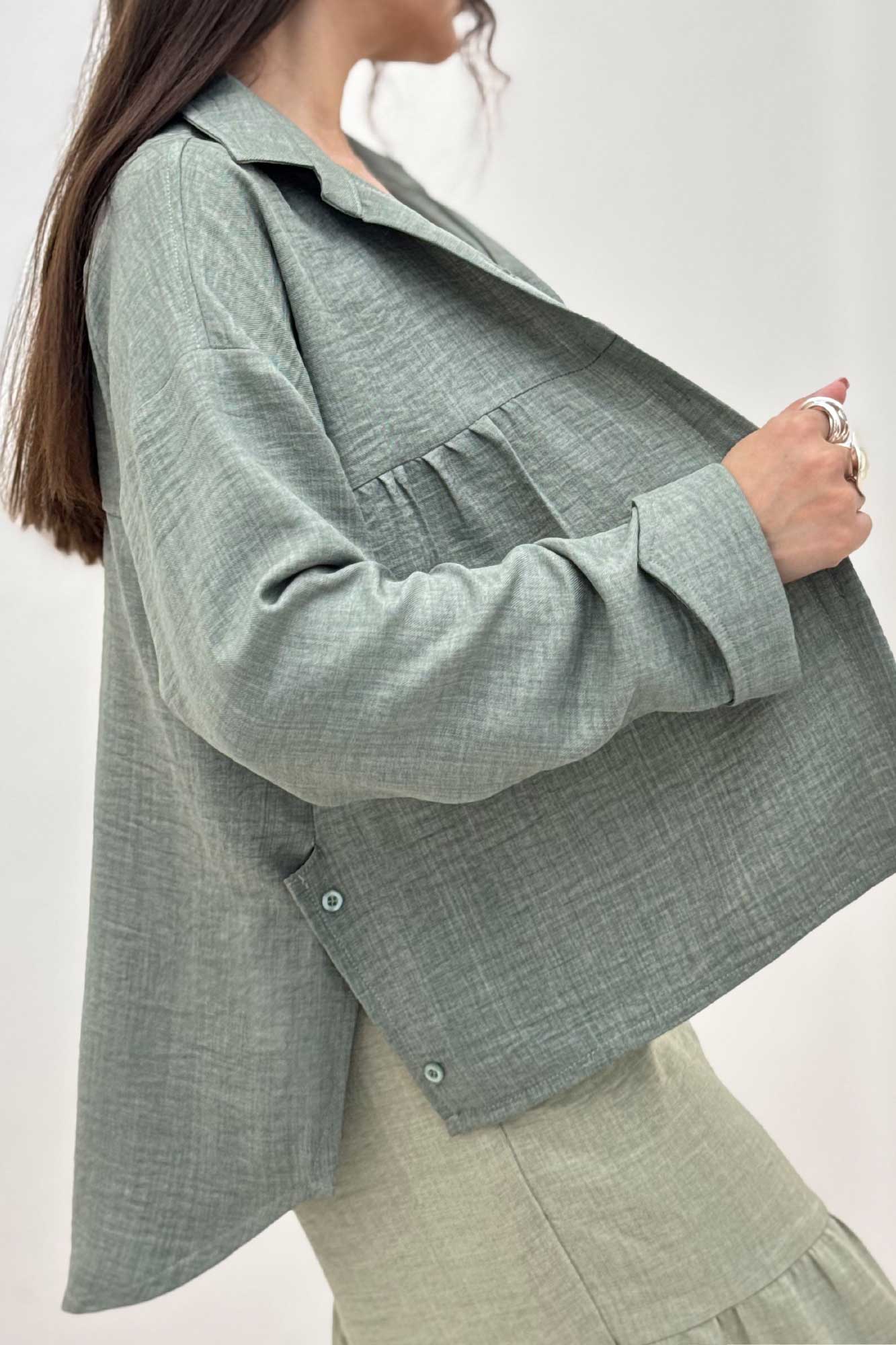 مانتو شانتون پشت بلند بغل دکمه