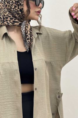 مانتو شانتون پشت بلند بغل دکمه