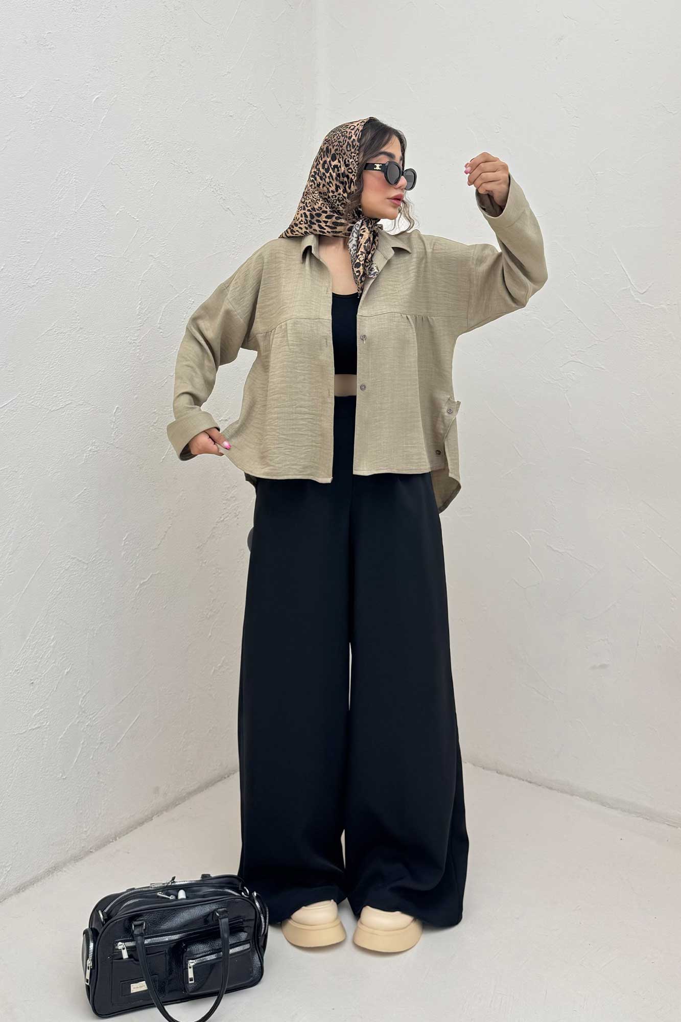 مانتو شانتون پشت بلند بغل دکمه