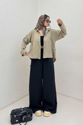 مانتو شانتون پشت بلند بغل دکمه