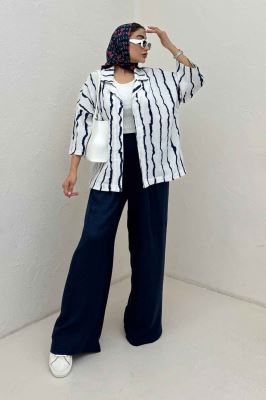 کت یقه شکاری پری راه راه