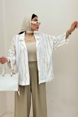 کت یقه شکاری پری راه راه