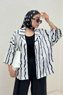 کت یقه شکاری پری راه راه