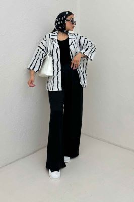 کت یقه شکاری پری راه راه