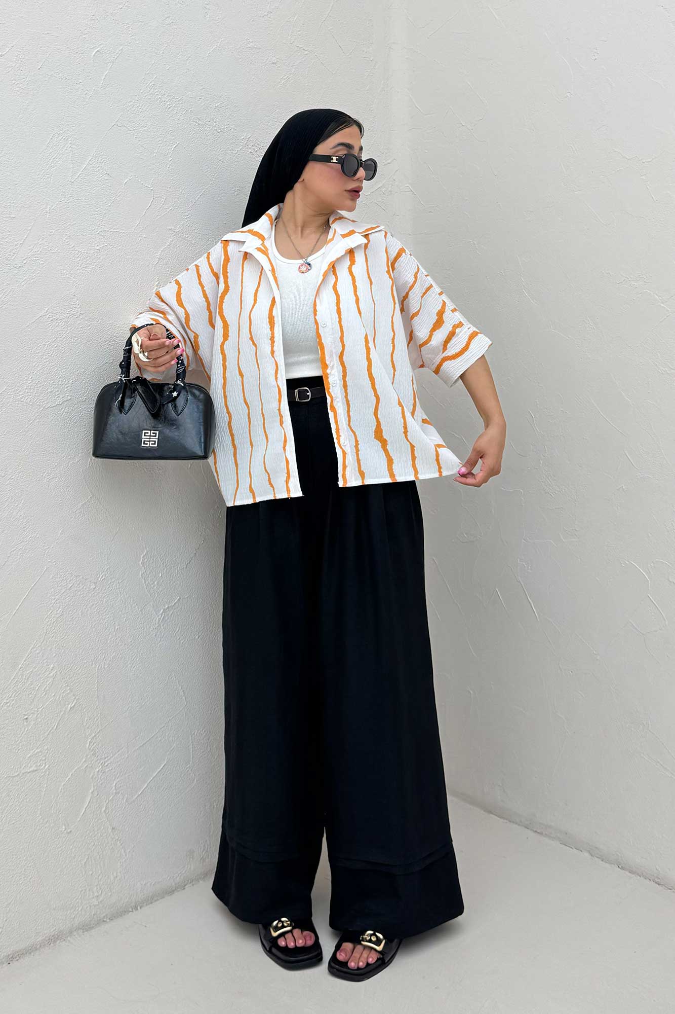 شومیز پری راه راه آستین کیمونو