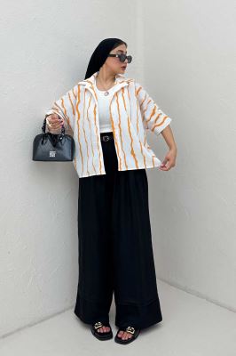 شومیز پری راه راه آستین کیمونو