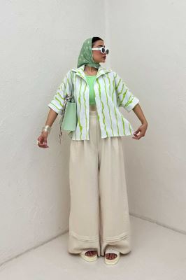 شومیز پری راه راه آستین کیمونو