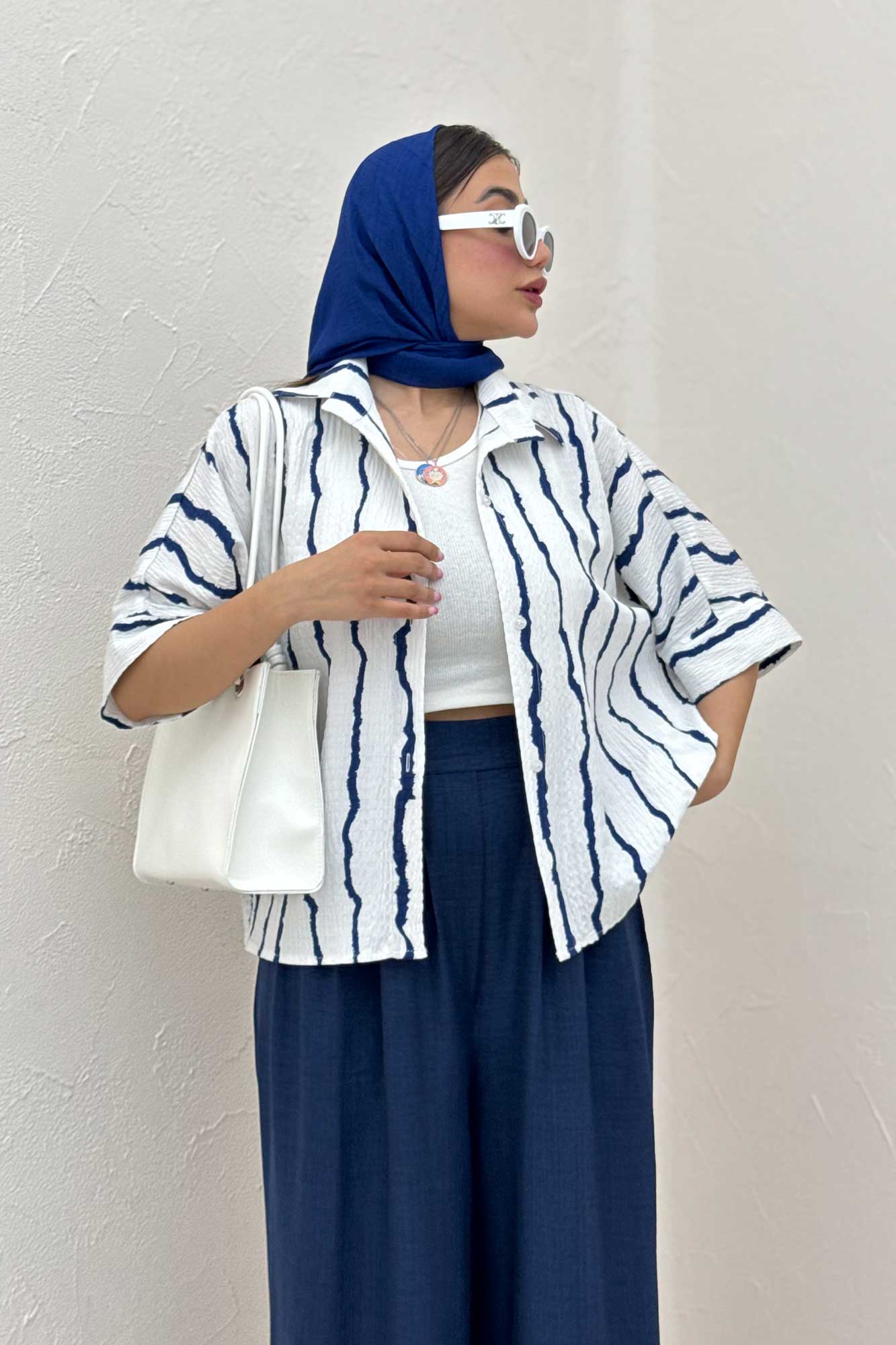 شومیز پری راه راه آستین کیمونو