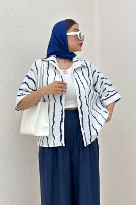 شومیز پری راه راه آستین کیمونو