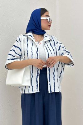 شومیز پری راه راه آستین کیمونو