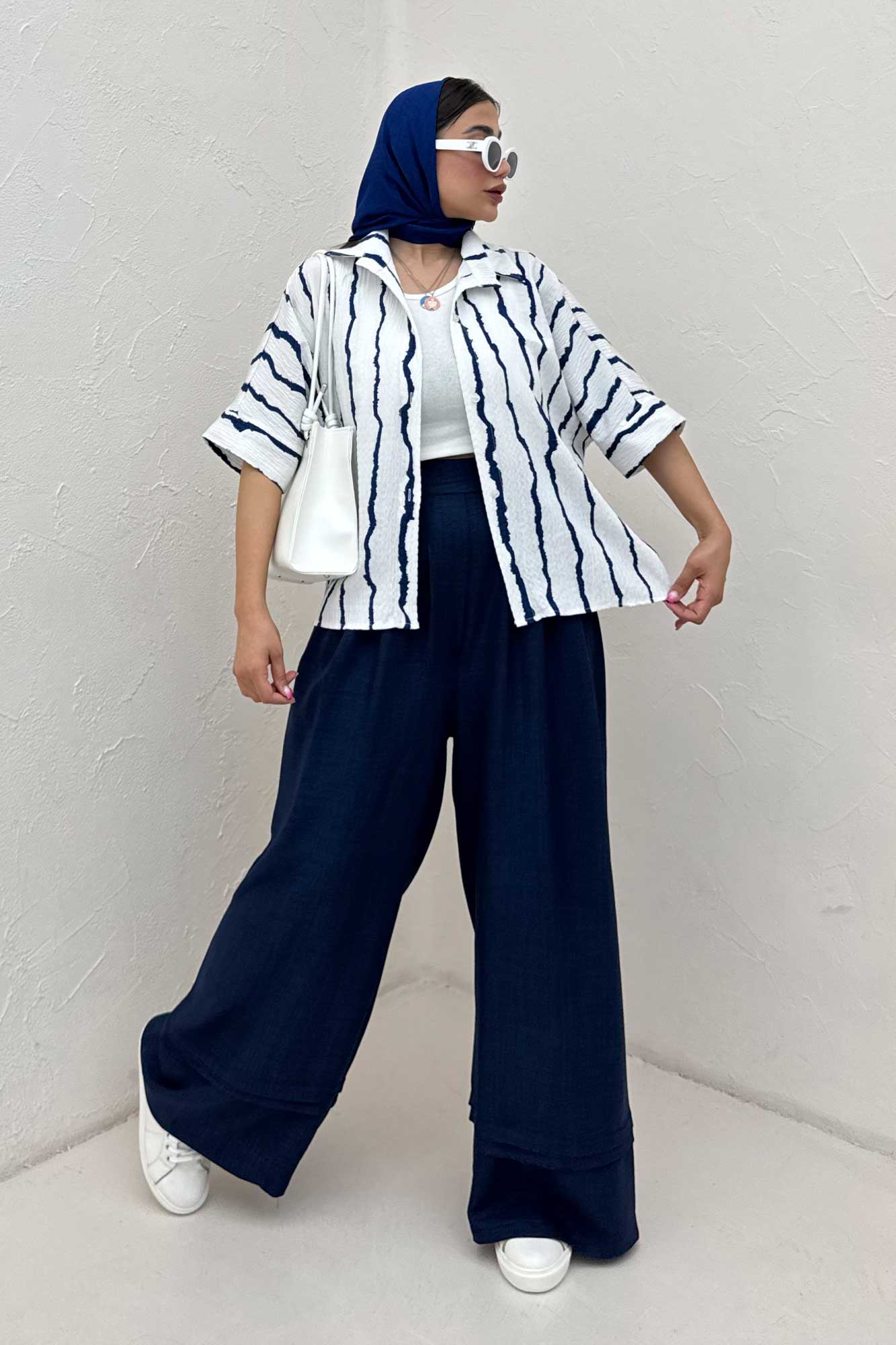 شومیز پری راه راه آستین کیمونو