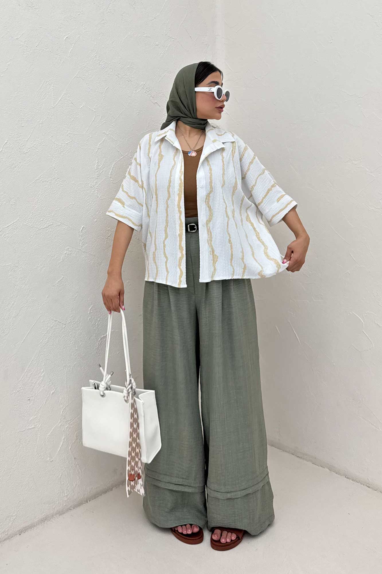 شومیز پری راه راه آستین کیمونو