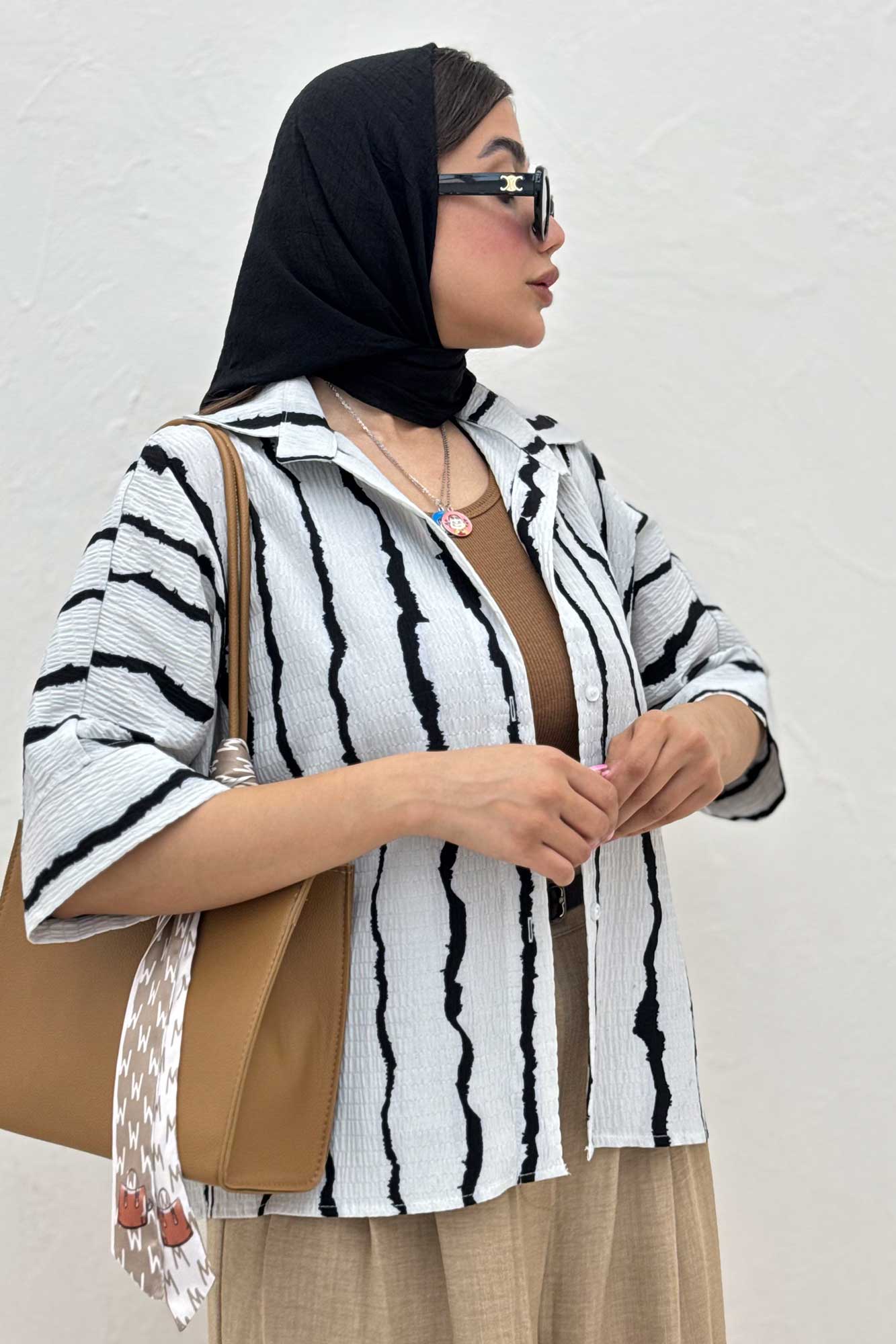 شومیز پری راه راه آستین کیمونو