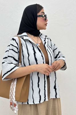 شومیز پری راه راه آستین کیمونو