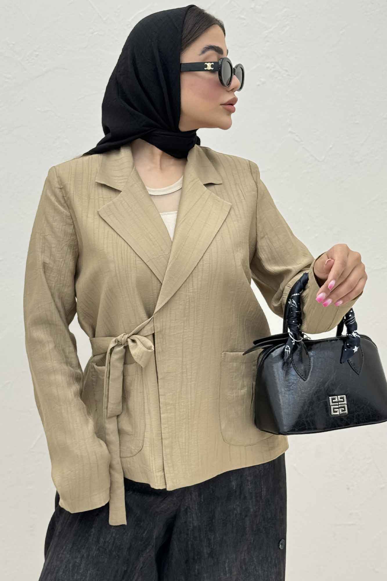 کت کریشه بنددار بالتو